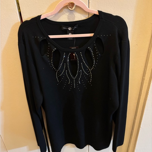 Ashley Stewart Black Studded Long Sleeve Sweater - Picture 2 of 11